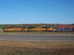 UP 7416 DPU on westbound UP intermodal train